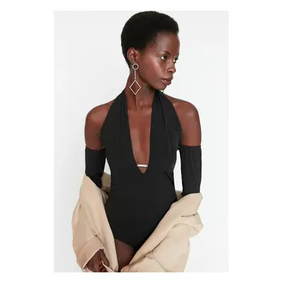 Trendyol Black Asymmetrical Collar Knitted Body