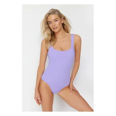 Trendyol Lilac Square Neck Regular Swimsuit