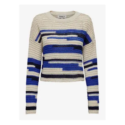 Women's blue and cream sweater ONLY Bessie - Women