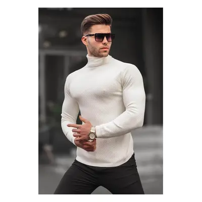 Madmext Bone Color Turtleneck Men's Knitwear Sweater