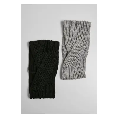 Knitted headband in packs black/grey