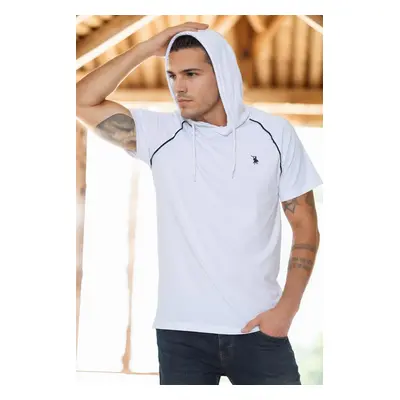 T8570 DEWBERRY HOODED MEN'S T-SHIRT-LIGHT WHITE