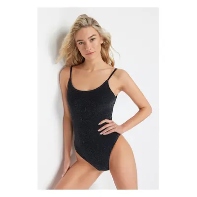 Trendyol Black Glitter Regular Swimsuit