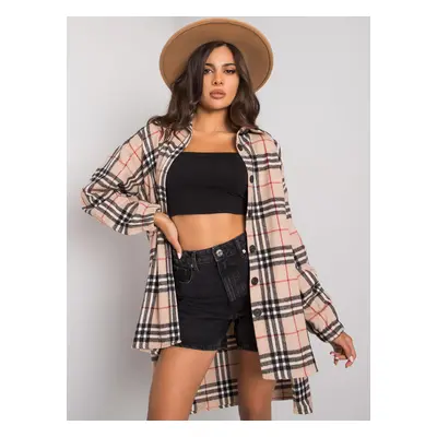 Beige-black asymmetric checkered Bonnie shirt