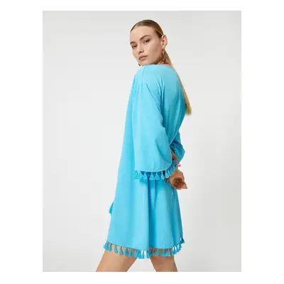 Koton X Şahika Ercümen - Oversize Tassel Mini Beach Dress Viscose