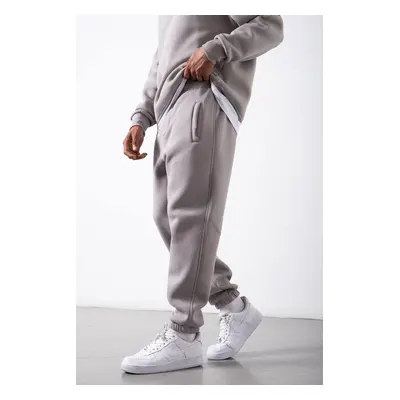 XHAN Gray Organic Cotton Raised Sweatpants