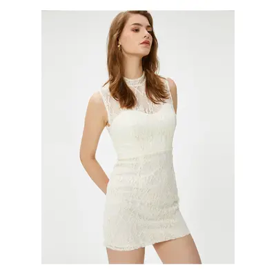 Koton Bridal Lace Mini Dress Slim Fit