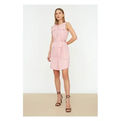 Trendyol Pink Belted Woven Shirt Woven Dress