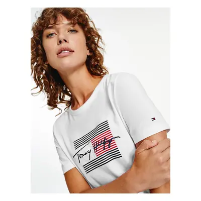 White Women's T-Shirt with Tommy Hilfiger Print - Women