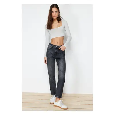 Trendyol Black High Waist Straight Jeans