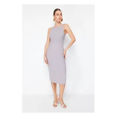 Trendyol Gray Bodycon Midi Halter Neck Pencil Skirt Woven Dress