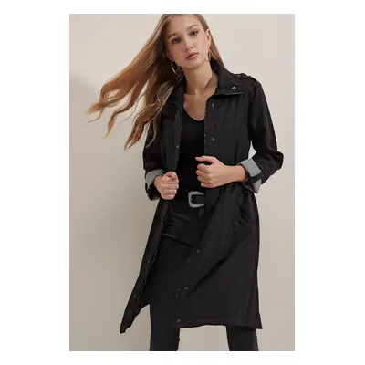 Bigdart Trench Coat with Waist Tie - Black