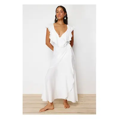 Trendyol Bridal Ecru Maxi Woven Tie Beach Dress