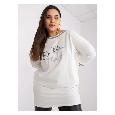 Ecru jersey tunic plus size with Blanche application