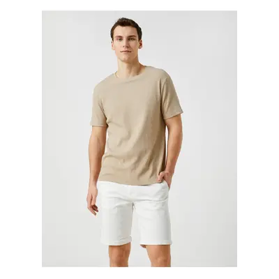 Koton Basic Bermuda Cotton Shorts with Pockets and Buttons.