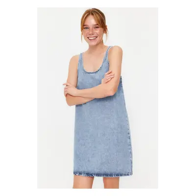 Trendyol Blue Oversize Mini Denim Dress