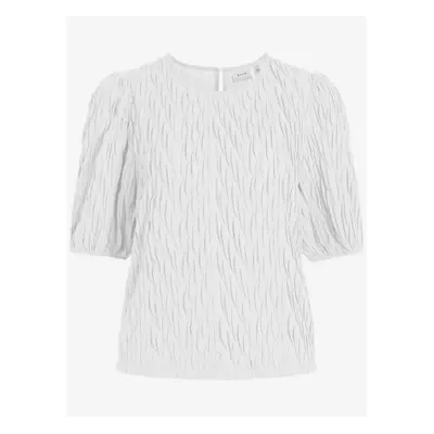 White pleated blouse with balloon sleeves VILA Plisso - Women