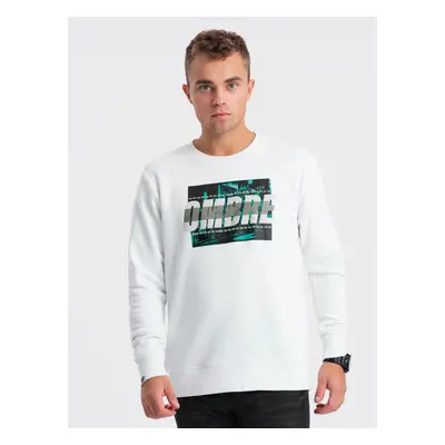 Ombre Men's printed sweatshirt worn over the head - white