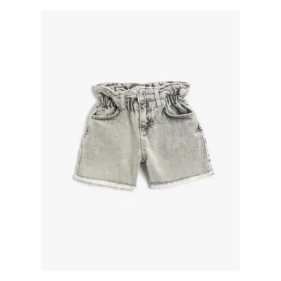 Koton Basic Cotton Denim Shorts with Elastic Waist.