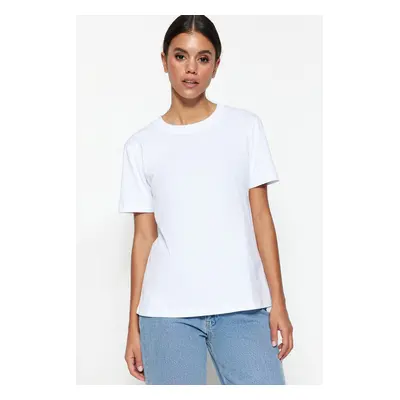 Trendyol White 100% Cotton Premium Basic Crew Neck Knitted T-Shirt