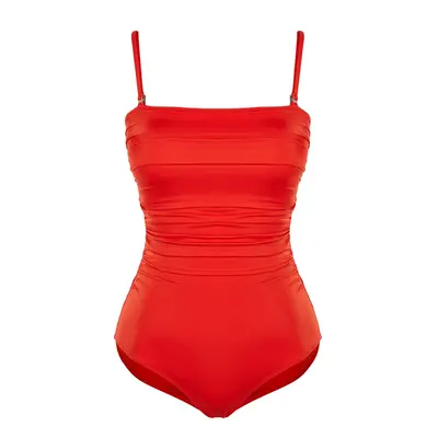 Trendyol Red Strapless Compression Regular Swimsuit