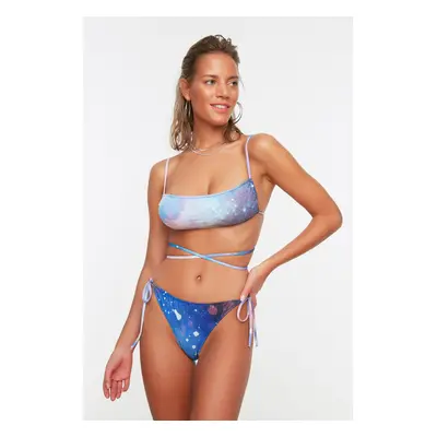 Trendyol Galaxy Pattern Bikini Bottoms With Tie Detail