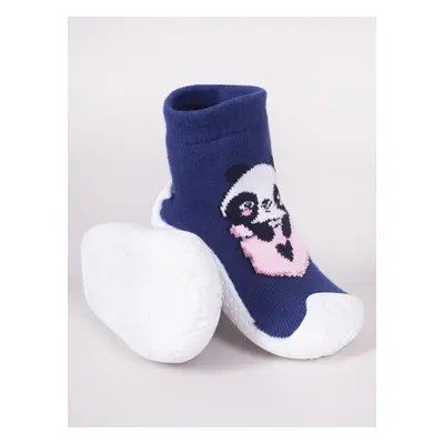 Yoclub Kids's Baby Girls' Anti-Skid Socks With Rubber Sole P2 Navy Blue