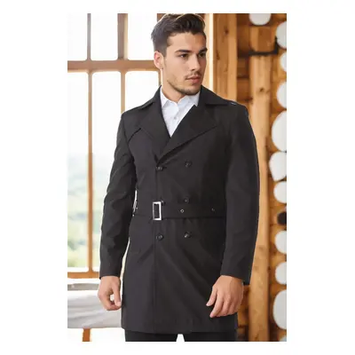 PLT8321 DEWBERRY MEN'S OVERCOAT-PLAIN BLACK