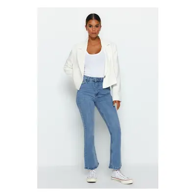 Trendyol Blue High derékú crop Flare farmer