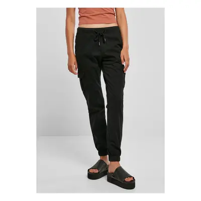 Women's high-waisted cargo jogging pants - black