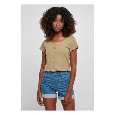 Women's T-shirt in khaki color with button fastening