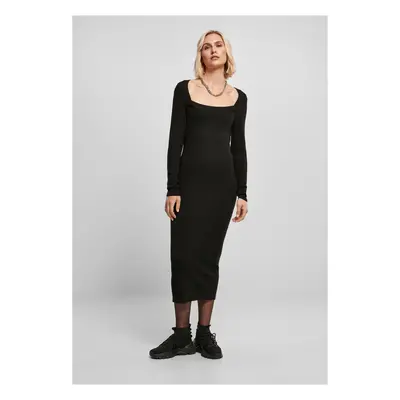 Women's long knitted dress in black