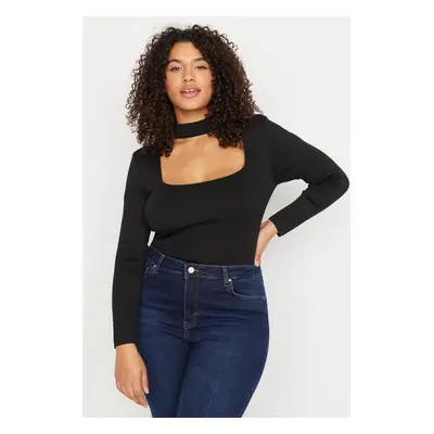 Trendyol Curve Black Collar Detailed Body-hugging Knitwear Blouse