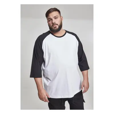 Contrasting raglan T-shirt with 3/4 sleeves wht/bl