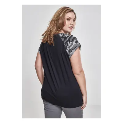 Women's contrasting raglan t-shirt black/dark camo