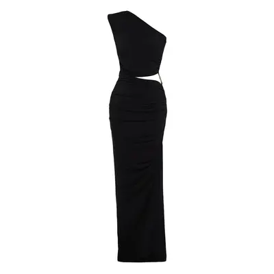 Trendyol Limited Edition Black Fitted Accessories Knitted Long Evening Evening Dress