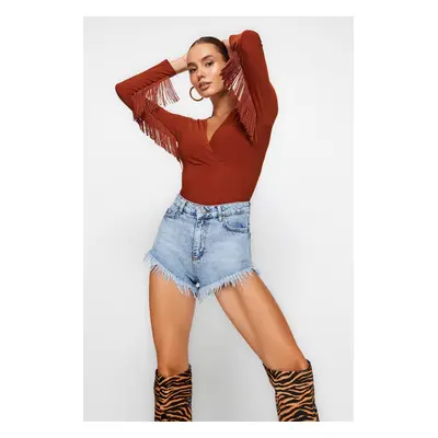 Trendyol Cinnamon Tassel Knitted Bodysuit