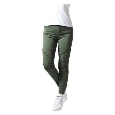 Women's stretch biker trousers - olive