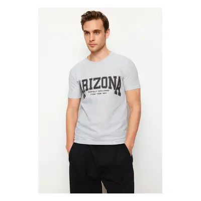 Trendyol White Regular Cut Textured Text Printed T-Shirt