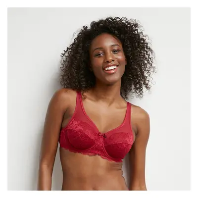 DIM GENEROUS ESSENTIEL UNDERWIRE BRA - Women's lace bra - dark red