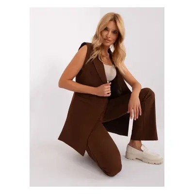 Dark brown, elegant women's set with vest