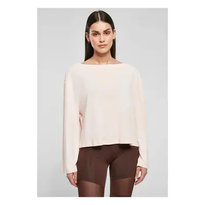 Women's Short Modal Bateau Long Sleeve Neckline Pink