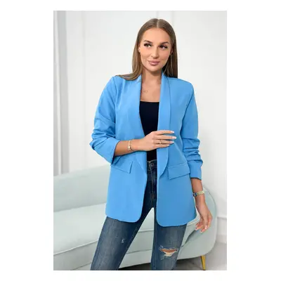 Elegant blazer with lapels grey-turquoise