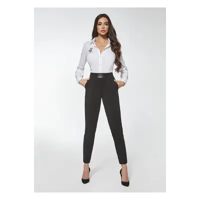 Bas Bleu KINSLEY women's elegant trousers with leather insert