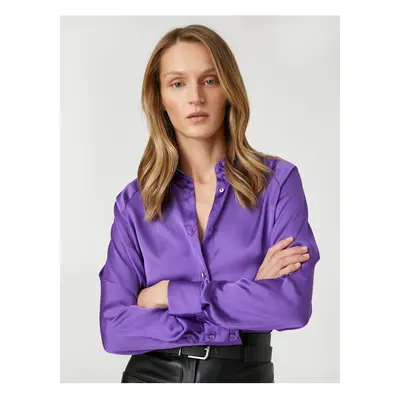 Koton Satin Shirt with Long Raglan Sleeve