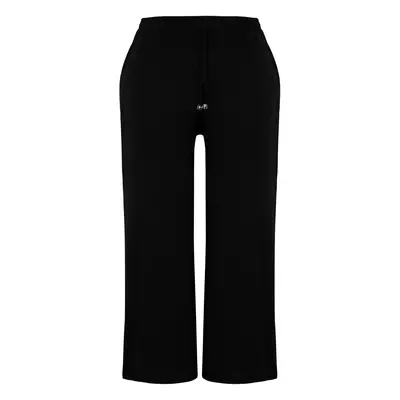 Trendyol Curve Black Lace-Waist Woven Plus Size Trousers