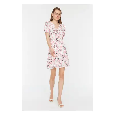 Trendyol Ecru Floral Pattern Woven Dress