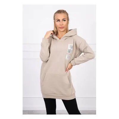 Hoodie with beige patches