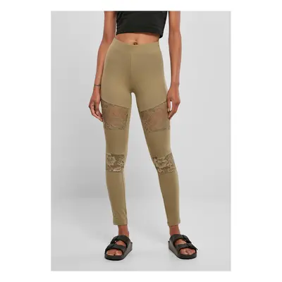 Women's lace-up leggings in khaki color