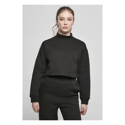 Women's Cropped Oversized Sweat High Neck Crew Black